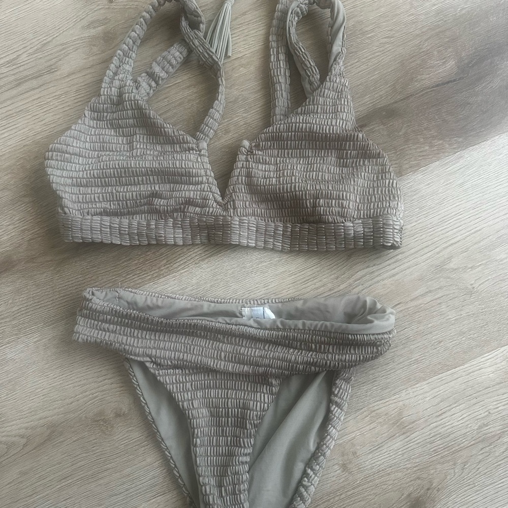 Isabella Rose Textured Taupe Bikini Set!
